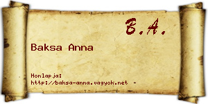 Baksa Anna névjegykártya