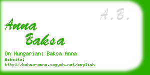 anna baksa business card